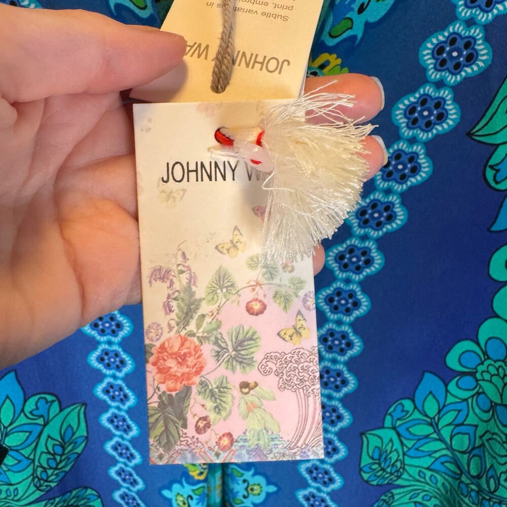 Johnny Was Womens XS Kahinu Dress & Slip Silk Diomedes Blue Boho Floral NWT $465 - Picture 15 of 15